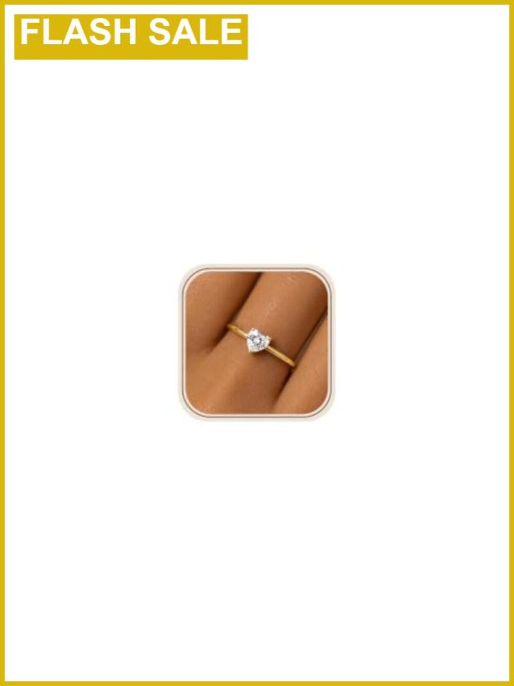 14K Gold Plated Heart Birthstone Stacking Ring Women Non Tarnish